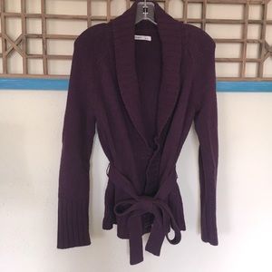 2/$20 🎈 Purple cotton Old Navy wrap sweater with belt tie, size small